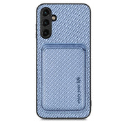 For Samsung Galaxy A54 5G Carbon Fiber Leather Card Magsafe Magnetic Phone Case(Blue)
