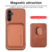 For Samsung Galaxy A54 5G Carbon Fiber Leather Card Magsafe Magnetic Phone Case(Brown)