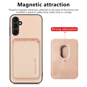 For Samsung Galaxy A54 5G Carbon Fiber Leather Card Magsafe Magnetic Phone Case(Khaki)
