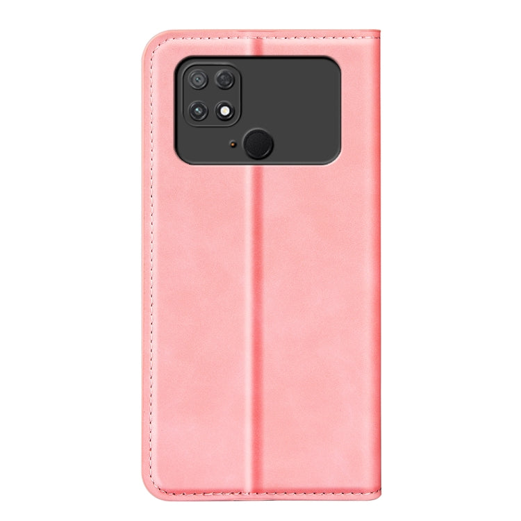 For Xiaomi Poco C40 Retro-skin Magnetic Suction Leather Phone Case(Pink)