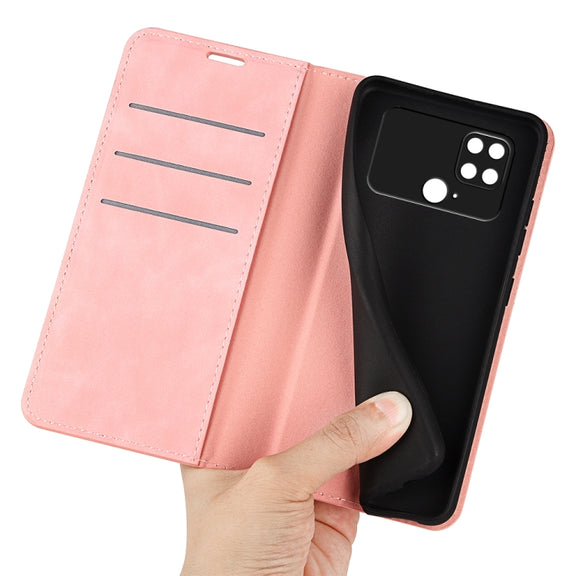 For Xiaomi Poco C40 Retro-skin Magnetic Suction Leather Phone Case(Pink)