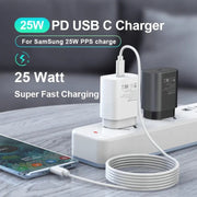 TA800 PD / PPS 25W Type-C Port Charger for Samsung, EU Plug(White)