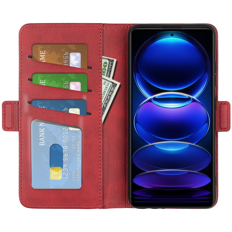 For Xiaomi Redmi Note 12 Pro 5G Global Dual-side Magnetic Buckle Horizontal Flip Leather Phone Case(Red)