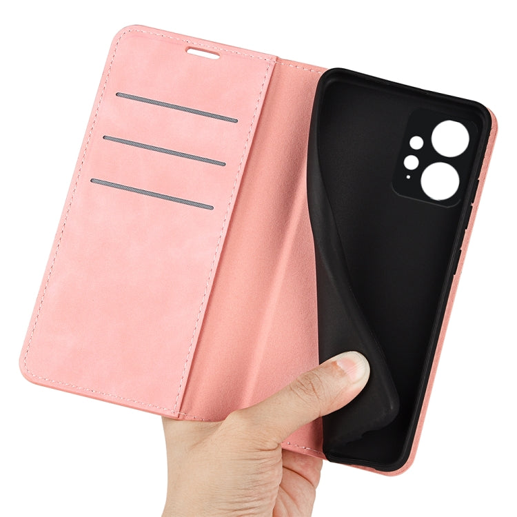 For Xiaomi Redmi Note 12 4G Global Retro-skin Magnetic Suction Leather Phone Case(Pink)