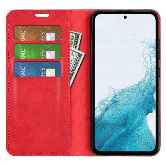 For Samsung Galaxy A54 5G Retro-skin Magnetic Suction Leather Phone Case(Red)