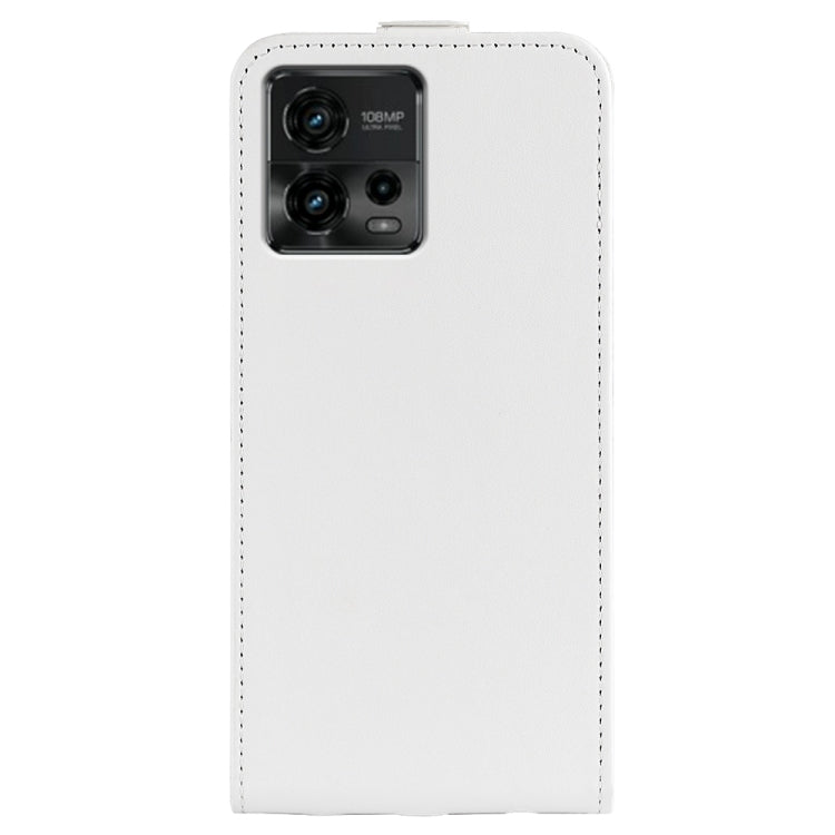 For Motorola Moto G72 R64 Texture Single Vertical Flip Leather Phone Case(White)