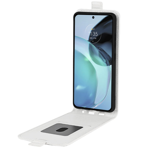 For Motorola Moto G72 R64 Texture Single Vertical Flip Leather Phone Case(White)