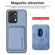 For Honor X7A Carbon Fiber Leather Card Magsafe Magnetic Phone Case(Blue)