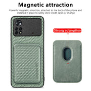For Xiaomi Poco X4 Pro 5G Carbon Fiber Leather Card Magsafe Magnetic Phone Case(Green)