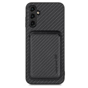 For Samsung Galaxy A34 5G Carbon Fiber Leather Card Magsafe Magnetic Phone Case(Black)
