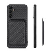 For Samsung Galaxy A34 5G Carbon Fiber Leather Card Magsafe Magnetic Phone Case(Black)