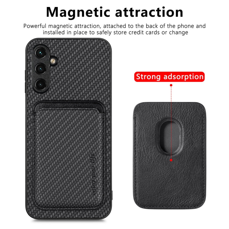 For Samsung Galaxy A34 5G Carbon Fiber Leather Card Magsafe Magnetic Phone Case(Black)