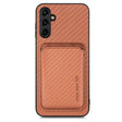 For Samsung Galaxy A34 5G Carbon Fiber Leather Card Magsafe Magnetic Phone Case(Brown) - Galaxy Phone Cases by PMC TechLife | Online Shopping South Africa | PMC TechLife