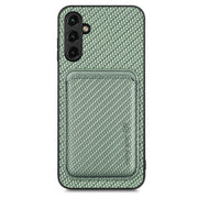 For Samsung Galaxy A34 5G Carbon Fiber Leather Card Magsafe Magnetic Phone Case(Green)