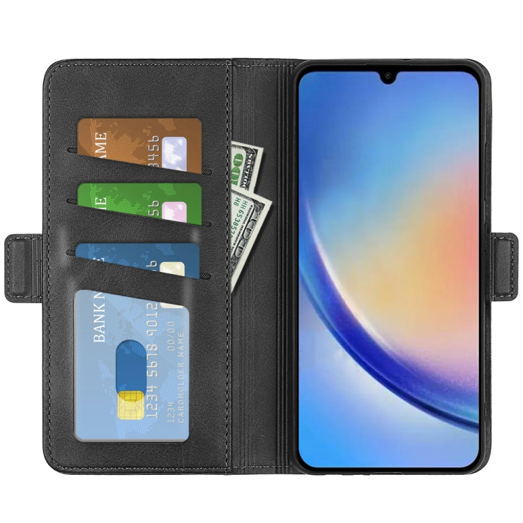 For Samsung Galaxy A34 Dual-side Magnetic Buckle Horizontal Flip Leather Phone Case(Black)