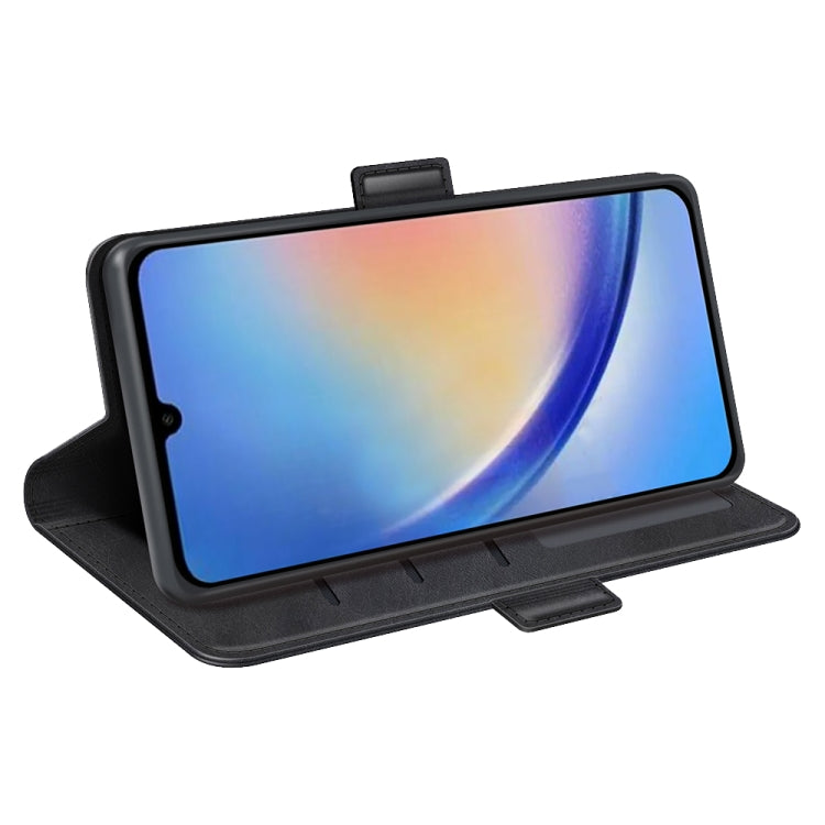 For Samsung Galaxy A34 Dual-side Magnetic Buckle Horizontal Flip Leather Phone Case(Black)