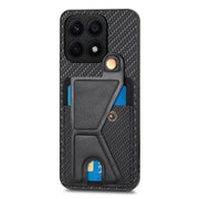 For Honor X8A Carbon Fiber Wallet Flip Card K-shaped Holder Phone Case(Black)