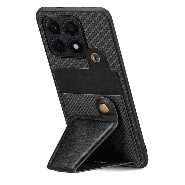 For Honor X8A Carbon Fiber Wallet Flip Card K-shaped Holder Phone Case(Black)