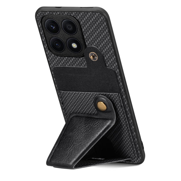 For Honor X8A Carbon Fiber Wallet Flip Card K-shaped Holder Phone Case(Black)