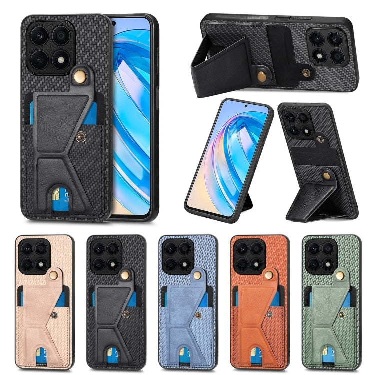 For Honor X8A Carbon Fiber Wallet Flip Card K-shaped Holder Phone Case(Black)