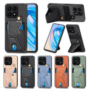 For Honor X8A Carbon Fiber Wallet Flip Card K-shaped Holder Phone Case(Black)