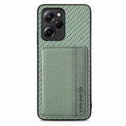 For Xiaomi Poco X5 Pro 5G Carbon Fiber Magnetic Card Wallet Bag Phone Case(Green)