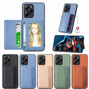 For Xiaomi Poco X5 Pro 5G Carbon Fiber Magnetic Card Wallet Bag Phone Case(Green)