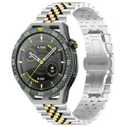 For Huawei Watch GT3 SE Five Bull Half Round Stainless Steel Watch Band + Strap Removal Tool(Silver+Gold)