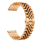For Huawei Watch Buds Five Bull Half Round Stainless Steel Watch Band + Strap Removal Tool(Rose Gold)