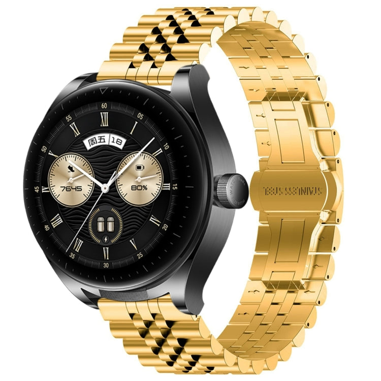 For Huawei Watch Buds Five Bull Half Round Stainless Steel Watch Band + Strap Removal Tool(Gold)