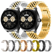 For Huawei Watch Buds Five Bull Half Round Stainless Steel Watch Band + Strap Removal Tool(Silver+Black)
