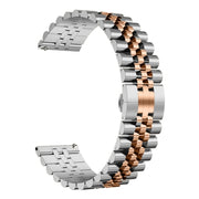 For Huawei Watch GT Runner Five Bull Half Round Stainless Steel Watch Band + Strap Removal Tool(Silver+Rose Gold)