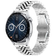 For Huawei Watch GT3 46mm Five Bull Half Round Stainless Steel Watch Band + Strap Removal Tool(Silver) - Smart Wear by PMC TechLife | Online Shopping South Africa | PMC TechLife