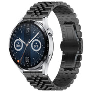 For Huawei Watch GT3 46mm Five Bull Half Round Stainless Steel Watch Band + Strap Removal Tool(Black)