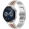 For Huawei Watch GT3 46mm Five Bull Half Round Stainless Steel Watch Band + Strap Removal Tool(Silver+Rose Gold) -  by PMC TechLife | Online Shopping South Africa | PMC TechLife