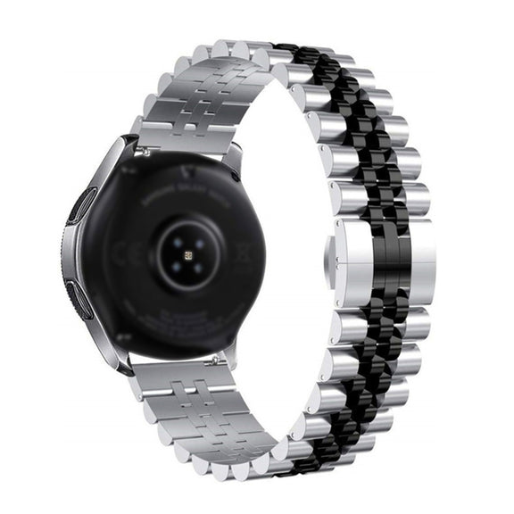 For Huawei Watch GT3 46mm Five Bull Half Round Stainless Steel Watch Band + Strap Removal Tool(Silver+Black)