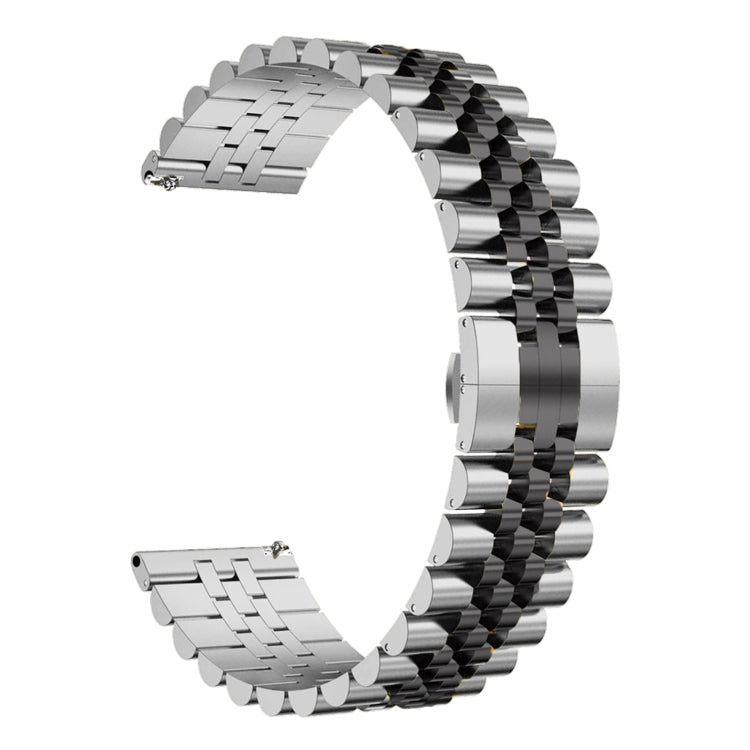 For Huawei Watch GT3 46mm Five Bull Half Round Stainless Steel Watch Band + Strap Removal Tool(Silver+Black)
