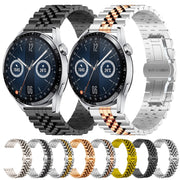 For Huawei Watch GT3 46mm Five Bull Half Round Stainless Steel Watch Band + Strap Removal Tool(Black)