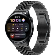 For Huawei Watch 3 / 3 Pro Five Bull Half Round Stainless Steel Watch Band + Strap Removal Tool(Black)