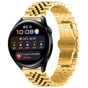 For Huawei Watch 3 / 3 Pro Five Bull Half Round Stainless Steel Watch Band + Strap Removal Tool(Gold)