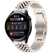 For Huawei Watch 3 / 3 Pro Five Bull Half Round Stainless Steel Watch Band + Strap Removal Tool(Starlight Color)