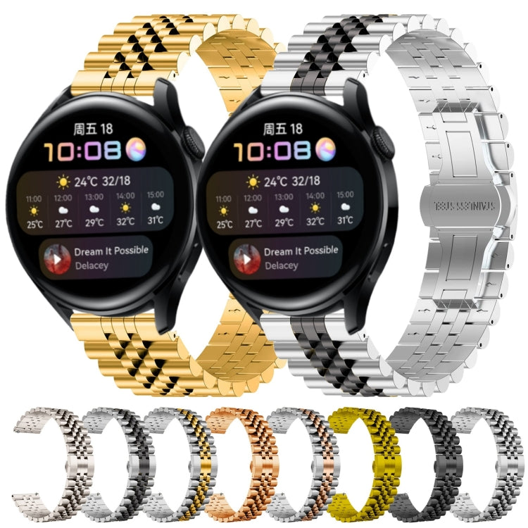 For Huawei Watch 3 / 3 Pro Five Bull Half Round Stainless Steel Watch Band + Strap Removal Tool(Starlight Color)