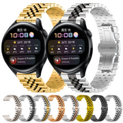 For Huawei Watch 3 / 3 Pro Five Bull Half Round Stainless Steel Watch Band + Strap Removal Tool(Starlight Color)