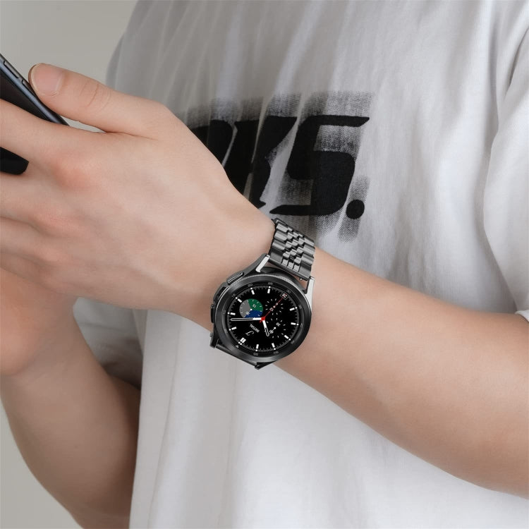 For Huawei Watch 3 / 3 Pro Five Bull Half Round Stainless Steel Watch Band + Strap Removal Tool(Black)