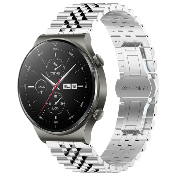 For Huawei Watch GT2 Pro / GT 2e Five Bull Half Round Stainless Steel Watch Band + Strap Removal Tool(Silver)