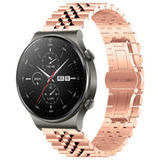 For Huawei Watch GT2 Pro / GT 2e Five Bull Half Round Stainless Steel Watch Band + Strap Removal Tool(Rose Gold)