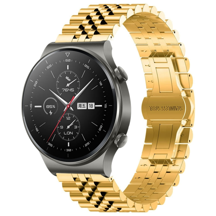 For Huawei Watch GT2 Pro / GT 2e Five Bull Half Round Stainless Steel Watch Band + Strap Removal Tool(Gold)