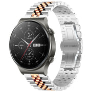 For Huawei Watch GT2 Pro / GT 2e Five Bull Half Round Stainless Steel Watch Band + Strap Removal Tool(Silver+Rose Gold)