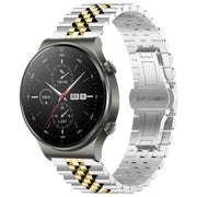 For Huawei Watch GT2 Pro / GT 2e Five Bull Half Round Stainless Steel Watch Band + Strap Removal Tool(Silver+Gold)