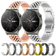 For Huawei Watch GT2 Pro / GT 2e Five Bull Half Round Stainless Steel Watch Band + Strap Removal Tool(Rose Gold)